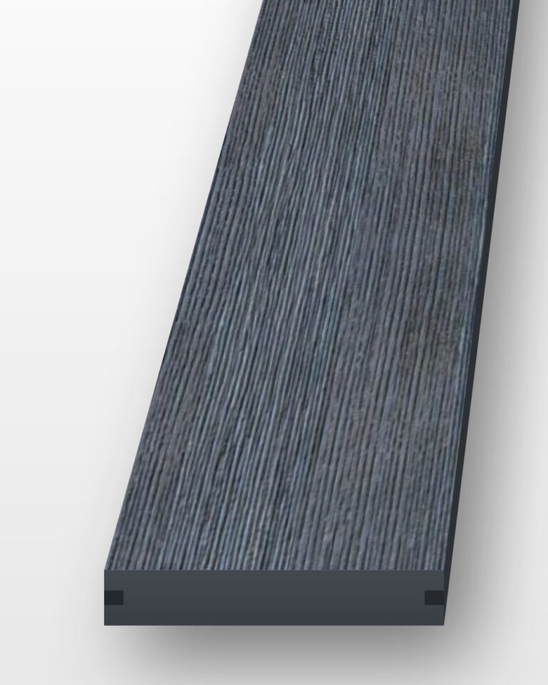 Modelo Prime composite decking board in Charcoal, 140 × 23 mm, brushed timber-grain finish