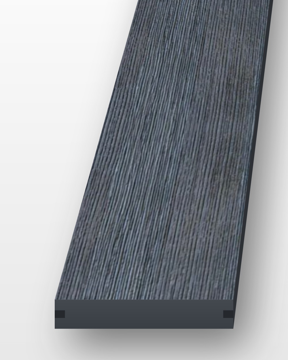Modelo Prime composite decking board in Charcoal, 140 × 23 mm, brushed timber-grain finish