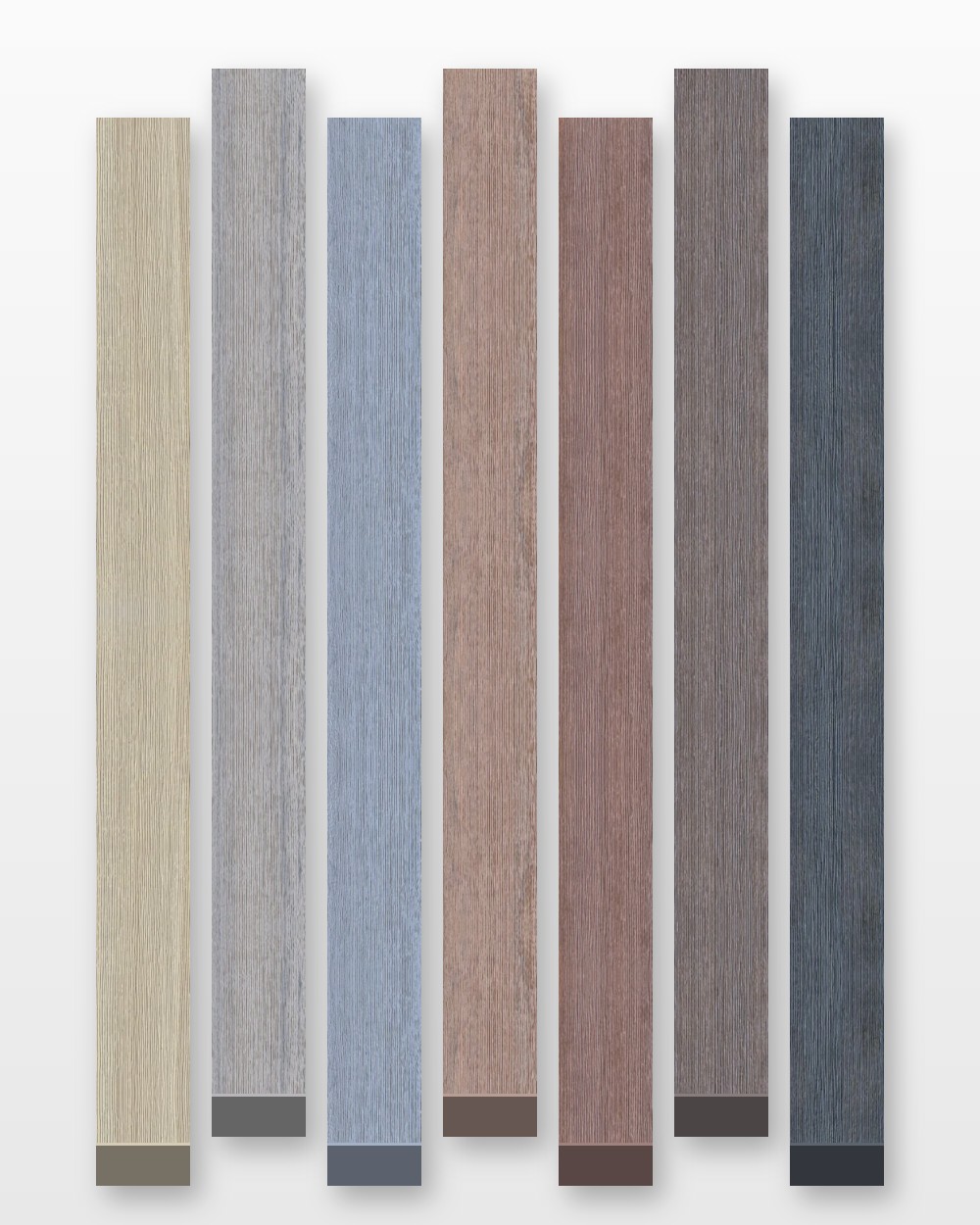 Modelo Prime sample kit: seven composite decking colour swatches