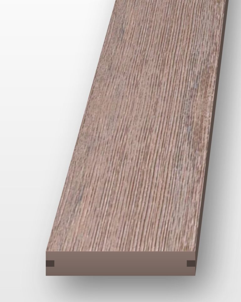 Modelo Prime composite decking board in Teak, 140 × 23 mm, brushed timber-grain finish
